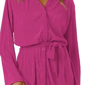 Vibrant Pink Button-Up Dress